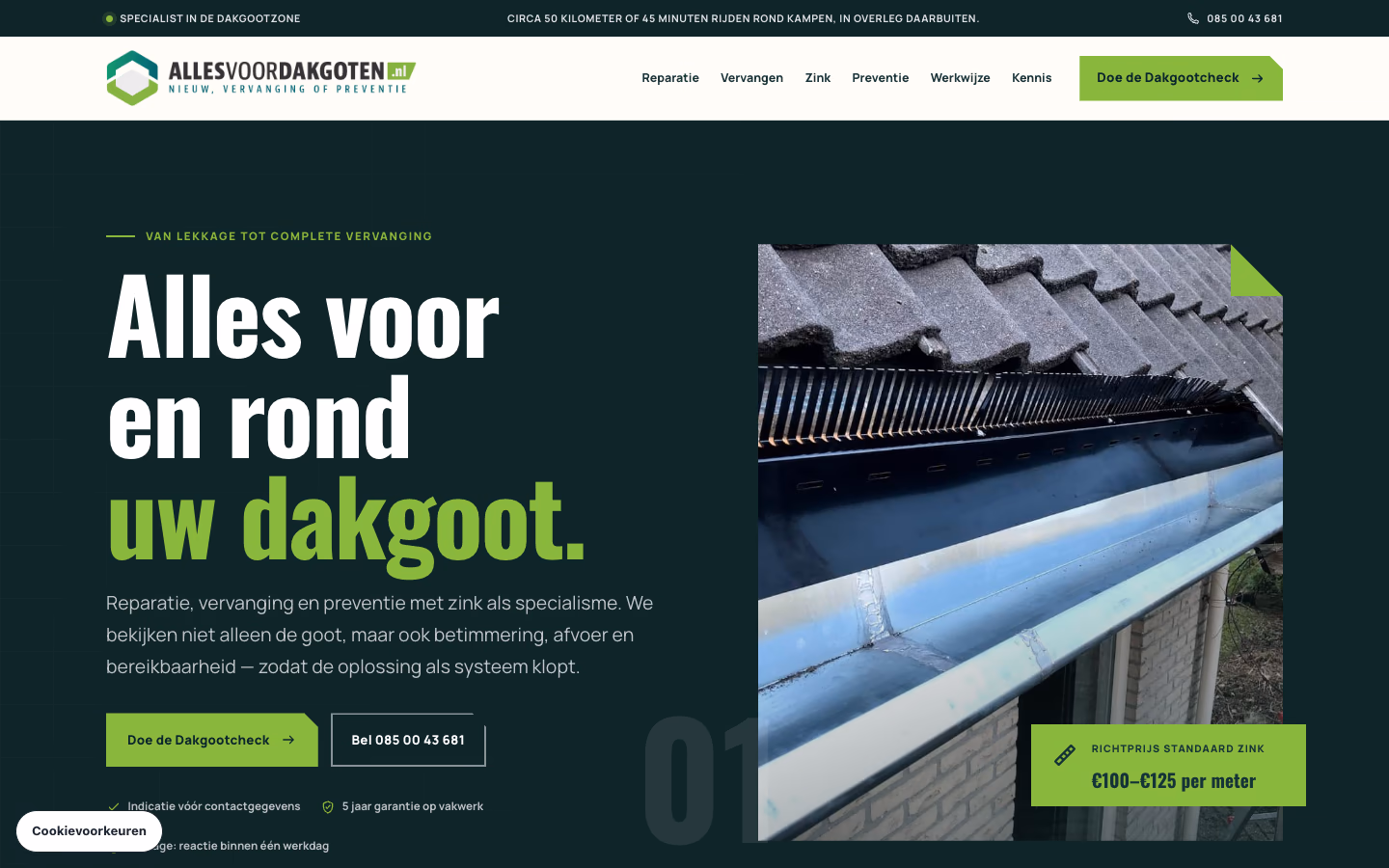 Website van Alles voor Dakgoten