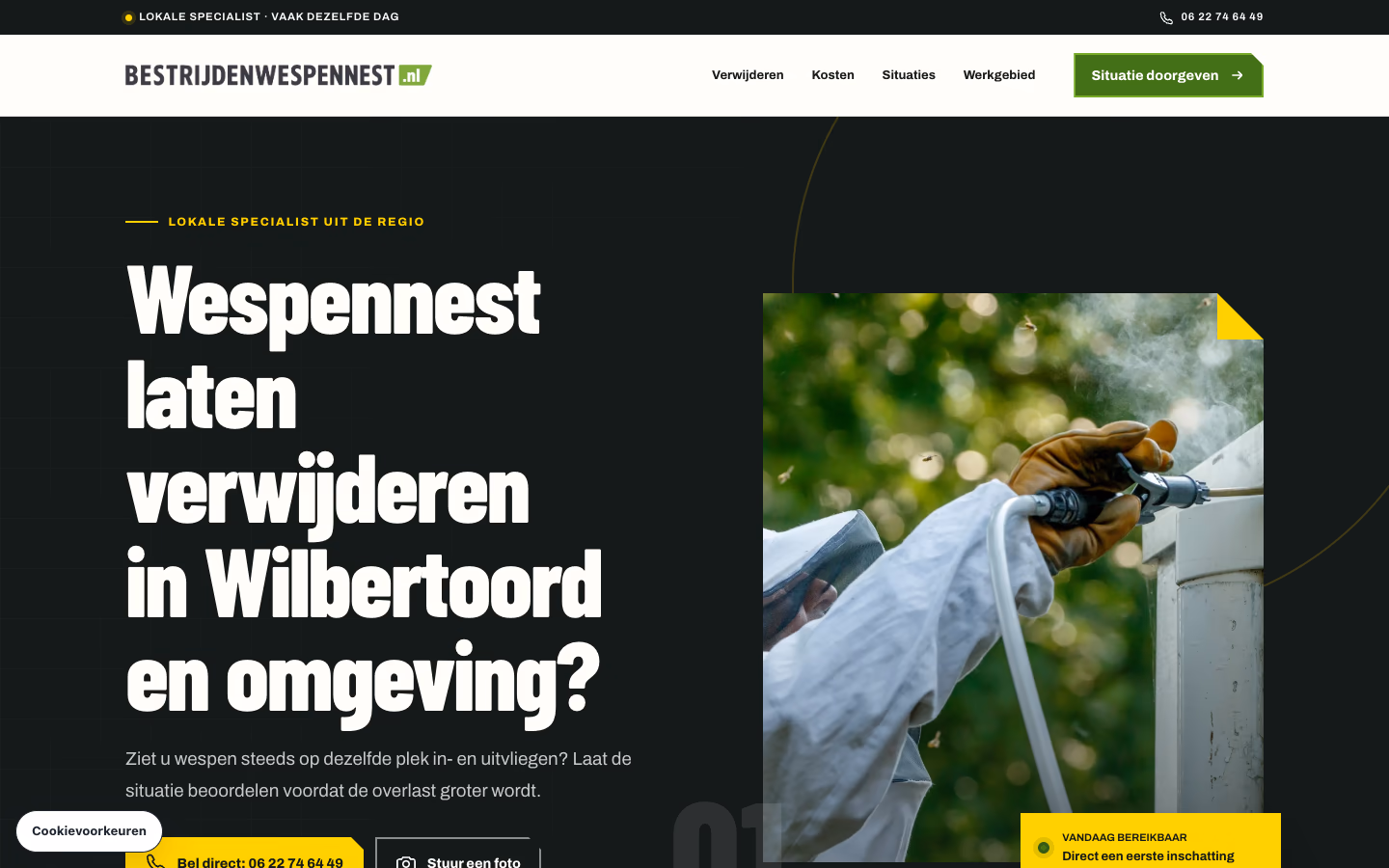 Website van Bestrijdenwespennest.nl